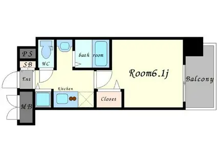 ララプレイス新大阪シエスタ(1K/12階)の間取り写真