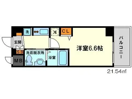 エステムコート新大阪IXグランブライト(1K/2階)の間取り写真