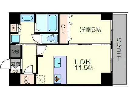 DIMUS新大阪(1LDK/11階)の間取り写真