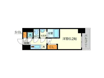 エスリード新大阪ヴェルデ(1K/12階)の間取り写真