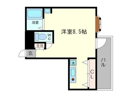 シティコート南船場(1K/6階)の間取り写真