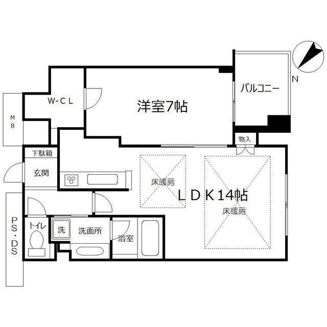 パークタワー大阪中之島フロント(1LDK/7階)の間取り写真