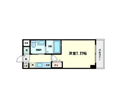 ステージグランデ堺筋本町(1K/9階)の間取り写真