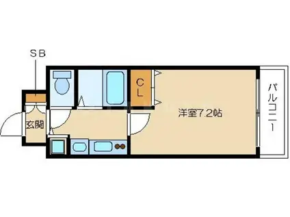 プレサンス中之島公園パークレジデンス(1K/11階)の間取り写真