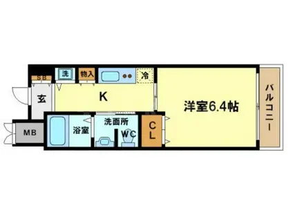 CITYSPIRE靭公園(1K/8階)の間取り写真