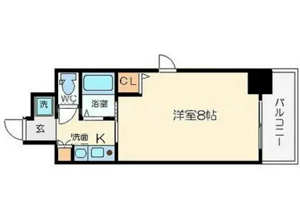 エステムコート心斎橋イーストエリジオン(1K/9階)の間取り写真