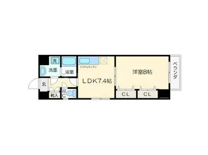 セントアミール南久宝寺(1DK/8階)の間取り写真