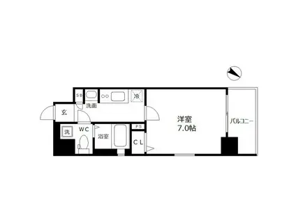 ジュネーゼグラン福島ミラージュ(1K/11階)の間取り写真