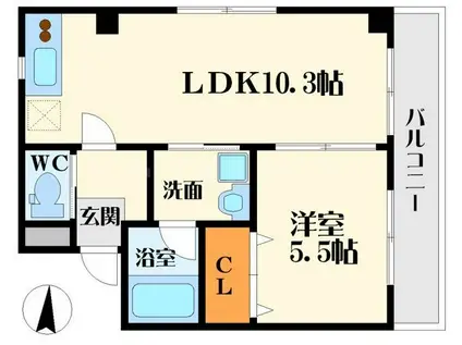 ラフォーレ内本町(1LDK/2階)の間取り写真