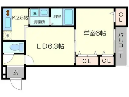 フジパレス正雀駅南I番館(1LDK/2階)の間取り写真