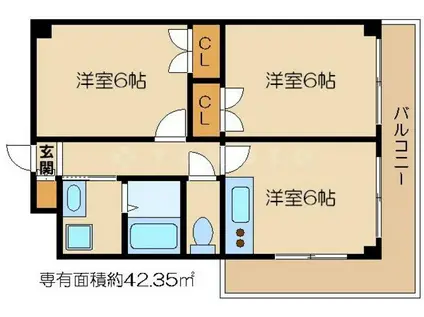 M・PLAZA城東六番館(2DK/8階)の間取り写真