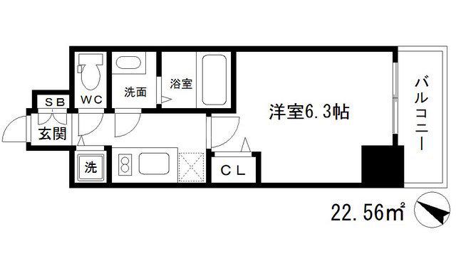 プレサンス大阪ゲートシティ(1K/3階)の間取り写真