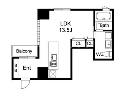 ルクレ堺筋本町レジデンス(ワンルーム/10階)の間取り写真