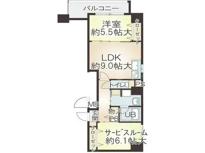 インテリジェンス御堂(1LDK/8階)の間取り写真