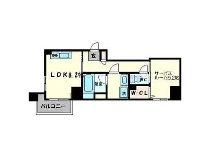 インテリジェンス御堂(1LDK/8階)の間取り写真