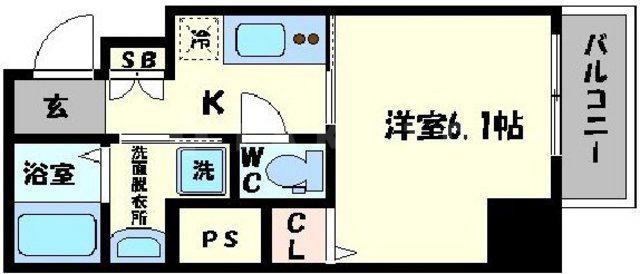 エスカーサ心斎橋イースト(1K/4階)の間取り写真