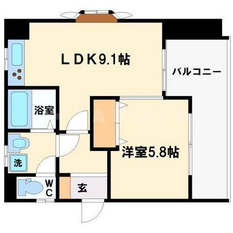 アルシェ江坂(1K/6階)の間取り写真