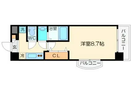 LUXE淡路(1K/2階)の間取り写真