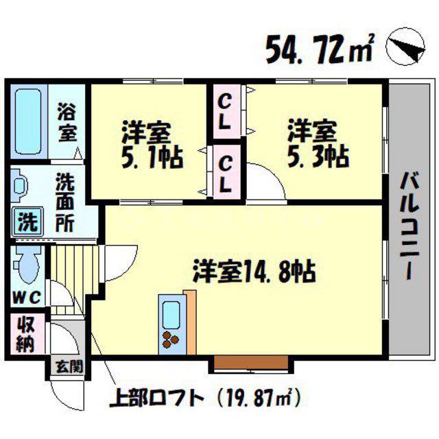 FOR REALIZE 吹田(2LDK/1階)の間取り写真