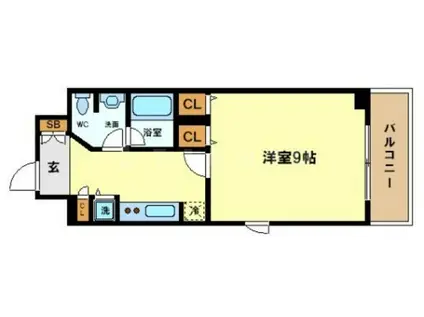 カスタリア堺筋本町(1K/11階)の間取り写真