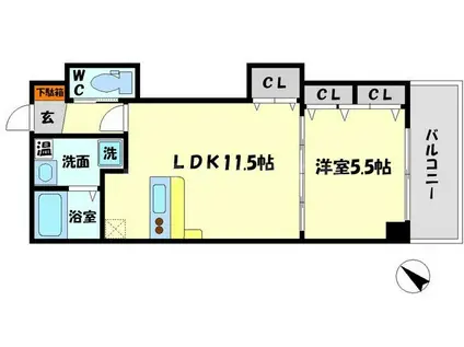 クレシアコート島田(1LDK/3階)の間取り写真