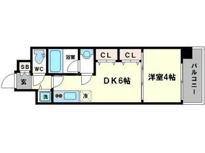 S-RESIDENCE淀屋橋(1DK/12階)の間取り写真