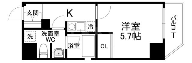 NEXT STAGE本町(1K/4階)の間取り写真