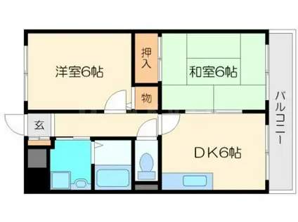 グランディア陽だまりの街(2DK/3階)の間取り写真