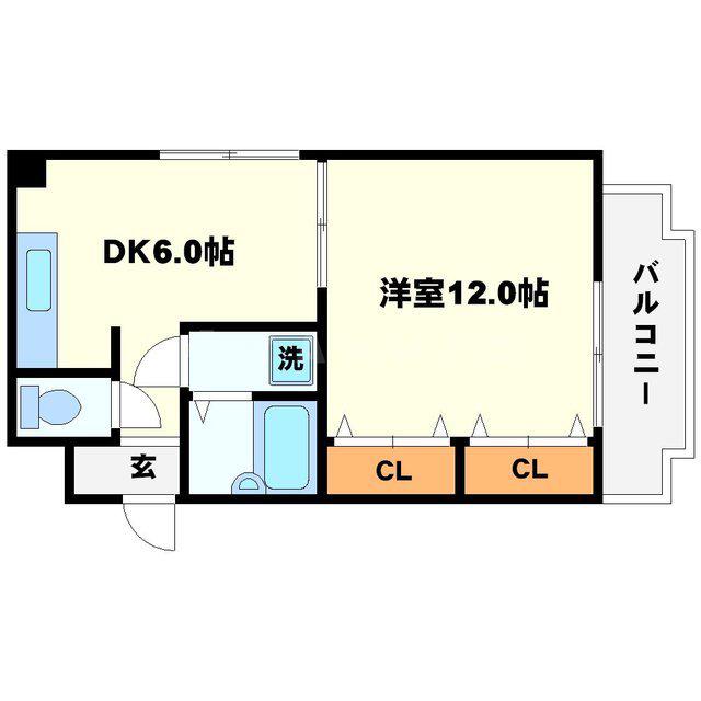 エスポワール寺内(1DK/3階)の間取り写真
