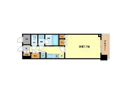 アンビエンテ四ツ橋(1K/6階)の間取り写真