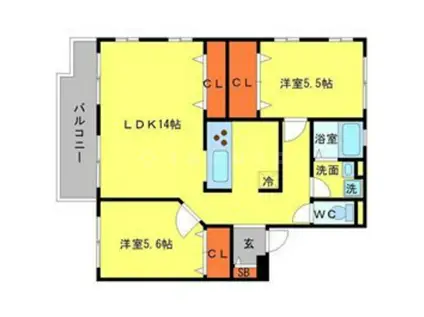 ヴェルドミールユタカ(2LDK/2階)の間取り写真