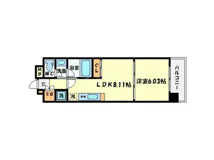 コンソラーレ土佐堀(1LDK/7階)の間取り写真