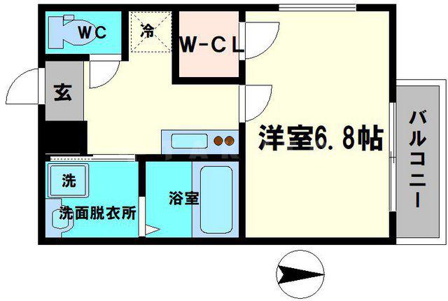 フジパレス今福西(1K/2階)の間取り写真