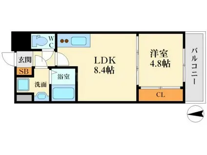 ライブガーデン江坂(1LDK/5階)の間取り写真