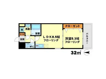 ライブガーデン江坂(1LDK/4階)の間取り写真