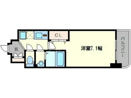 LUXE西長堀(1K/6階)の間取り写真