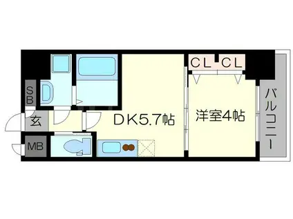 スプランディッド安土町(1DK/7階)の間取り写真