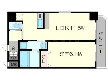 スプランディッド安土町(1LDK/13階)の間取り写真