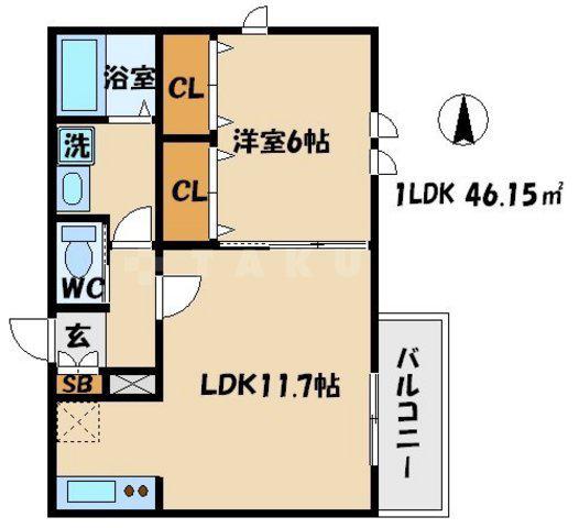 へーベルメゾンKⅡ(1LDK/2階)の間取り写真