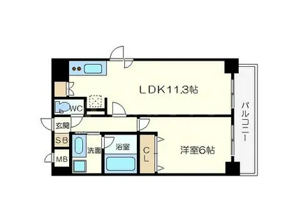 URBAN FLATS中之島(1LDK/6階)の間取り写真