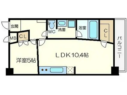 URBAN FLATS中之島(1LDK/4階)の間取り写真