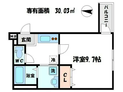 フジパレス深江橋イースト(1K/1階)の間取り写真