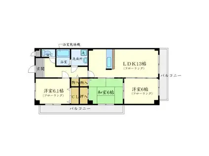 日恵ハイツE棟(3LDK/3階)の間取り写真