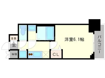 プレサンスタワー難波ウエスト(1K/5階)の間取り写真