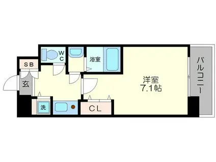 エイペックス心斎橋東(1K/6階)の間取り写真