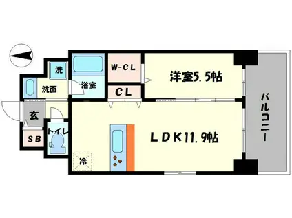 ステラ桜川(1LDK/4階)の間取り写真