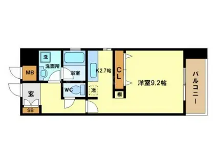 KAISEI江戸堀(1K/9階)の間取り写真