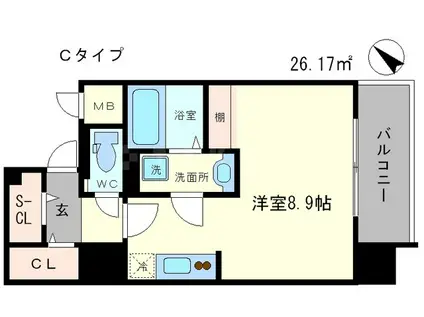 GRANDI UTSUBO PARK(ワンルーム/7階)の間取り写真