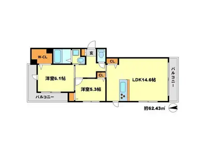 ルミナススイート豊中曽根ステーション(2LDK/2階)の間取り写真