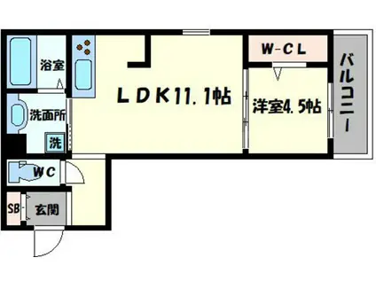 サウスメゾンサフィニア(1LDK/2階)の間取り写真